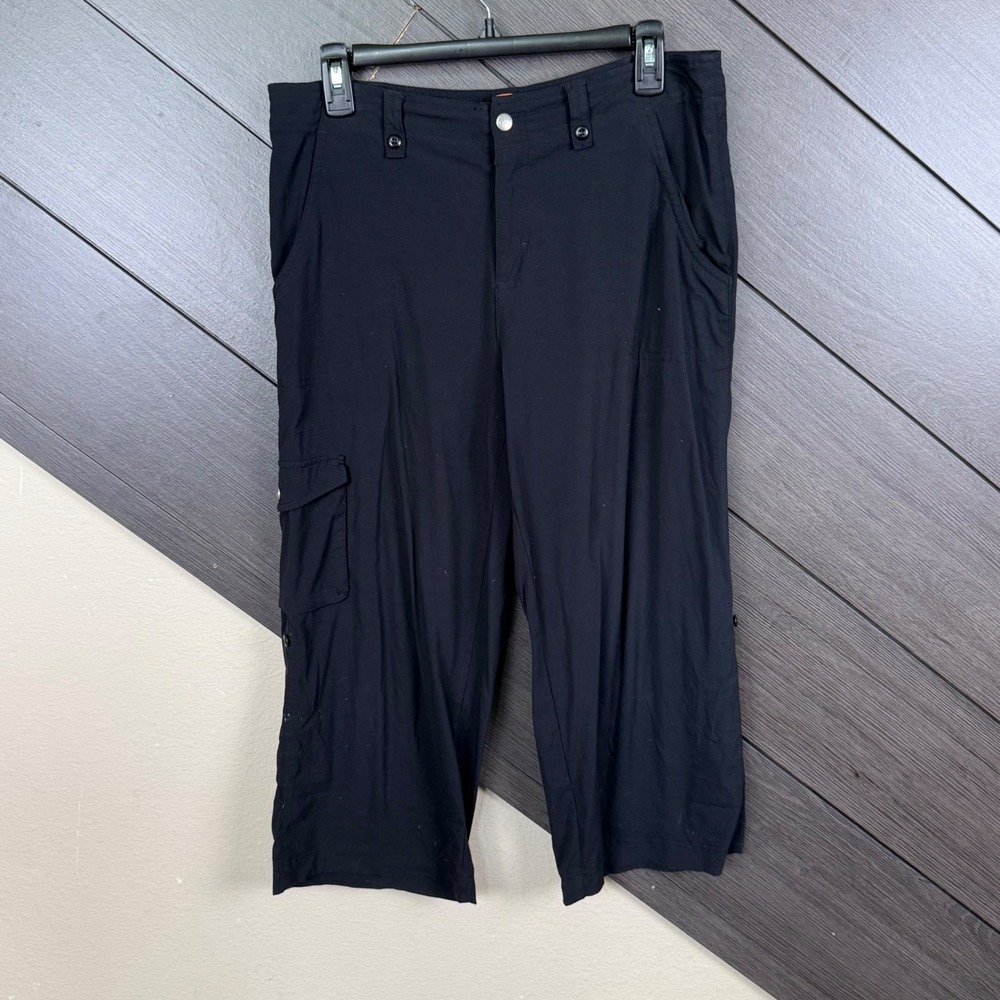 Lucy Women's Size 8 Black Cargo Capri Pants Lucy Flex Cuffable Hiking Outdoor
